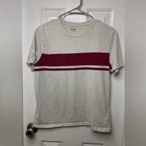 BIG BOYS OLD NAVY OATMEAL BASE COLOR RED STRIPED T-SHIRT